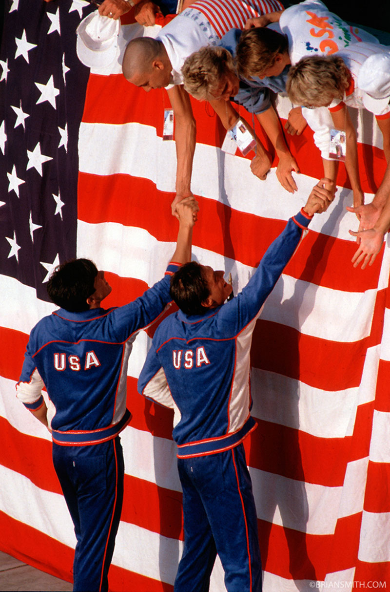 American Swimmers win gold at 1984 Los Angeles Olympics photographed by Brian Smith