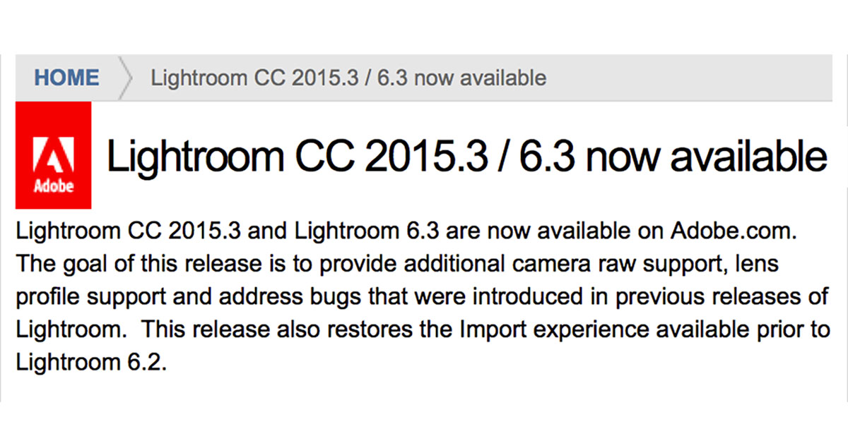 update lightroom 6