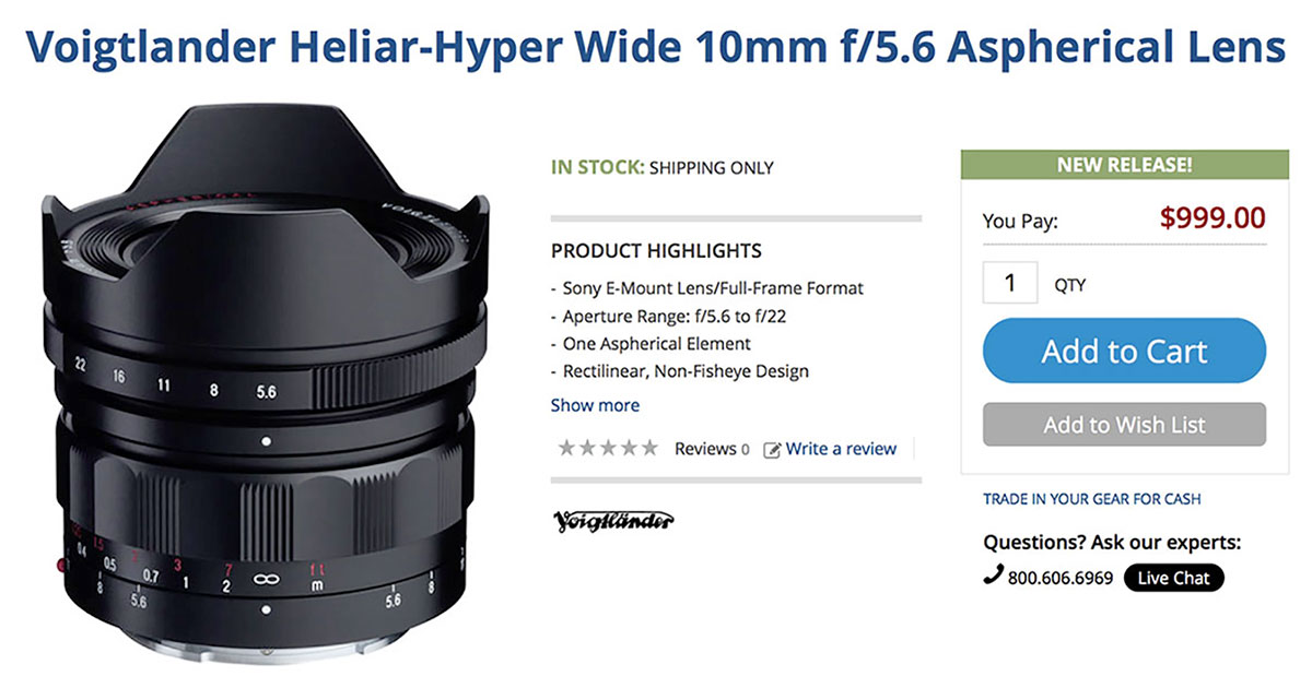 Voigtlander 10mm f/5.6 Fullframe E-mount Lens In-Stock USA!