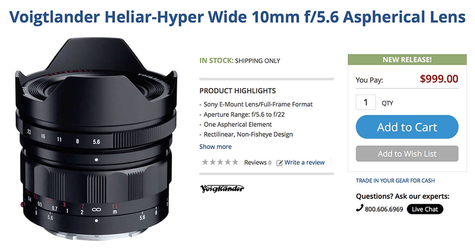 Voigtlander 10mm f/5.6 Fullframe E-mount Lens Pre-Order
