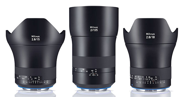 Zeiss Announces Milvus 15mm 2.8, 18mm F2.8, 135mm F2 lenses