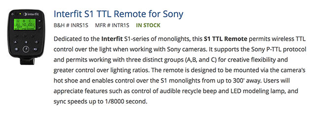 Interfit-S1-TTL-Remote-Sony