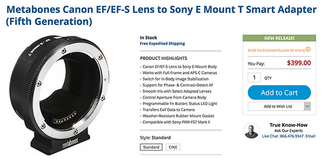 metabones canon ef to sony e mount t smart adapter v in stock usa