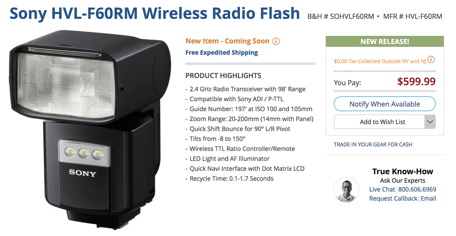 Sony HVL-F60RM Wireless Radio Flash & Accessories Pre-Order NOW!