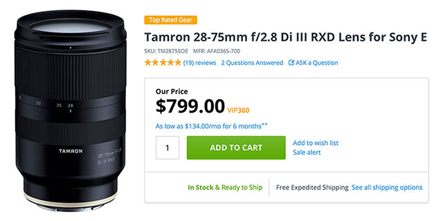 Tamron Fe 28 75mm F 2 8 Di Iii Rxd Lens In Stock At Adorama