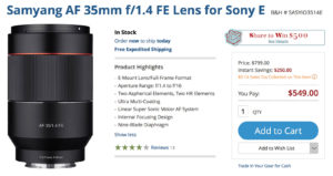 Samyang-AF-35mm-F1-4-FE-lens-deal