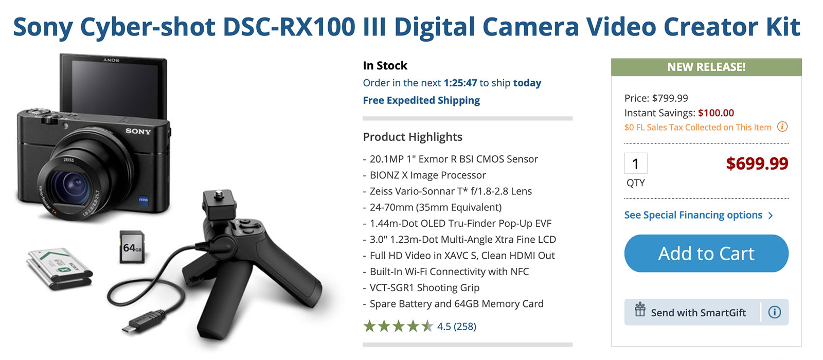 Sony Cyber-shot RX100 III Digital Camera Video Creator Kit