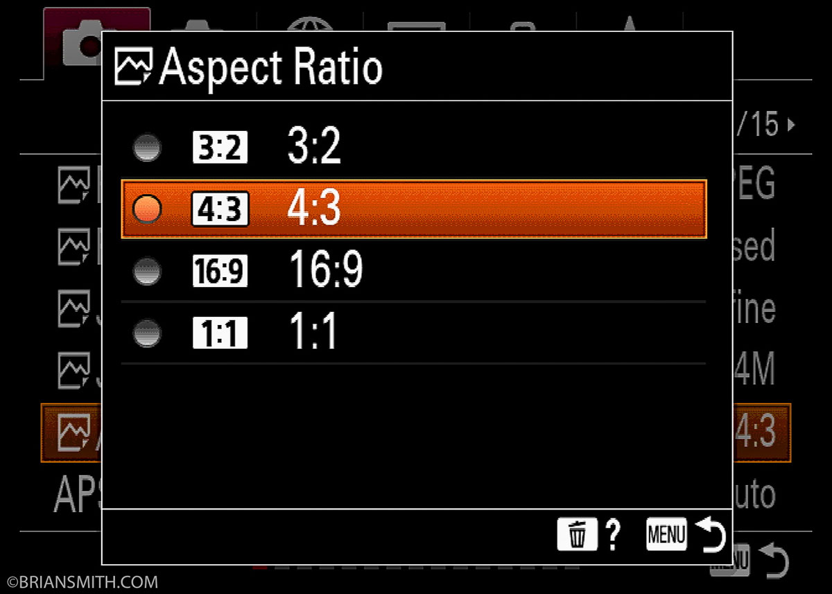 Sony a7R IV 4:3 & 1:1 Aspect Ratios