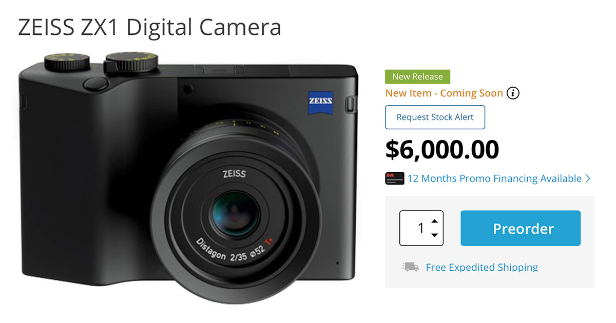 Zeiss ZX1 priced at $6000