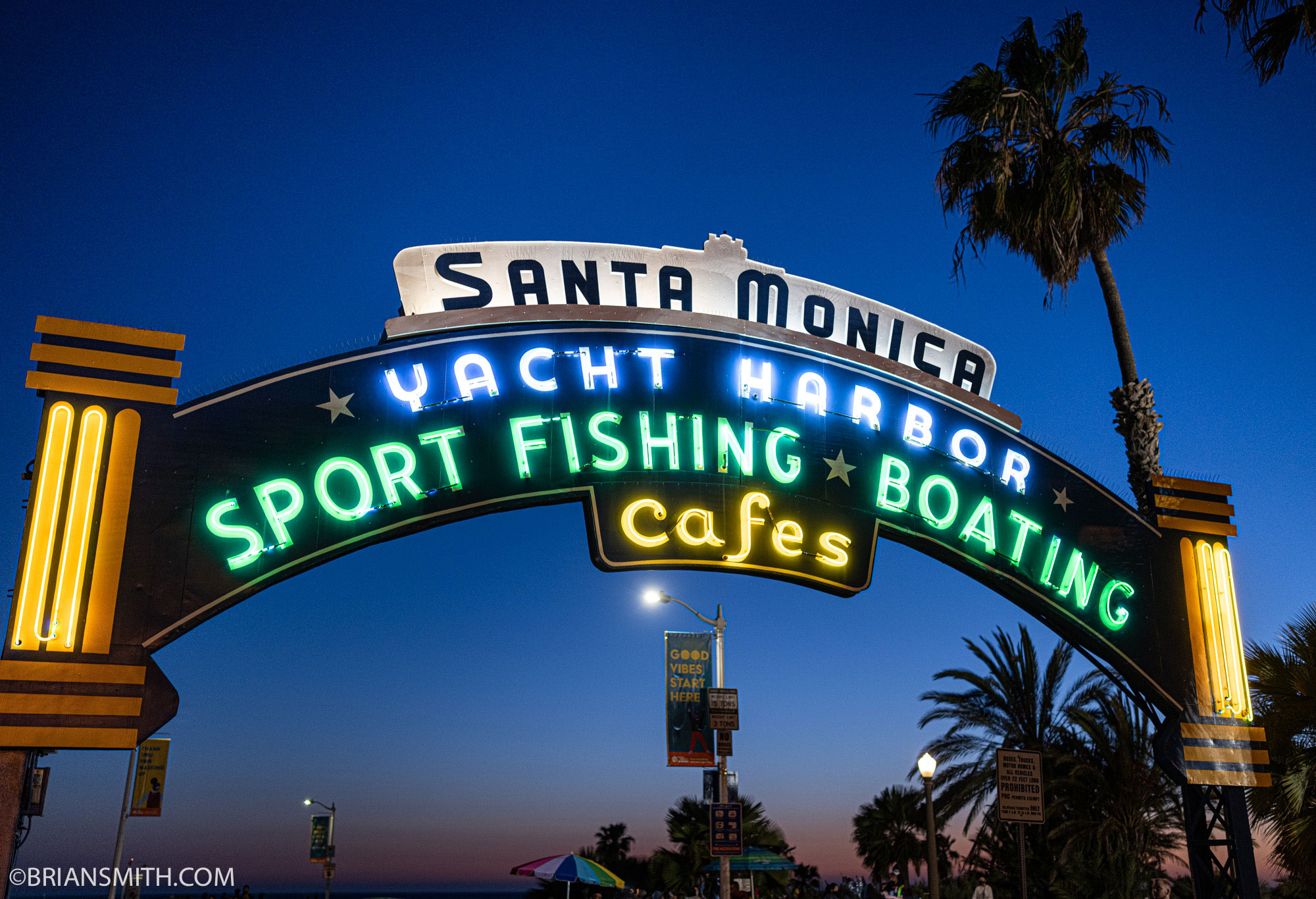 Santa Monica Pier at dusk photographed with Sony Alpha 1 and FE 35mm F1.4 GM lens