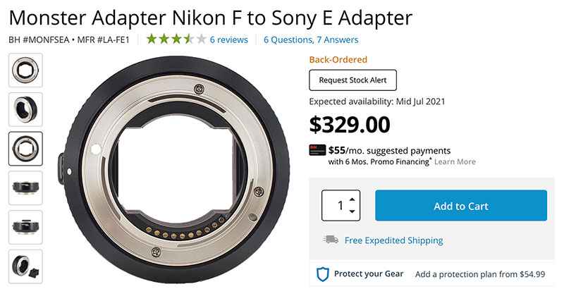 Monster Adapter Nikon F to Sony E