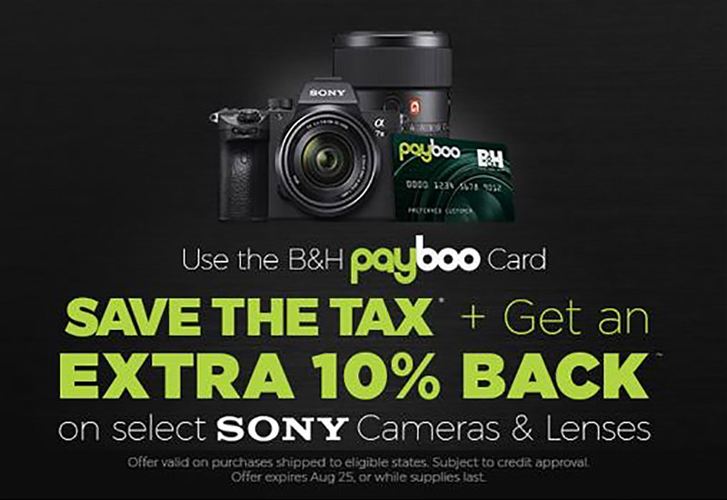 Save the Sales Tax + 10% Back on Select Sony Cameras & Lenses at B&H Photo