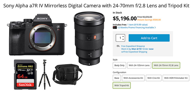 Save Up to $596 with Sony a7R IV Mirrorless Digital Camera with 24-70mm f/2.8 GM Lens Bundle