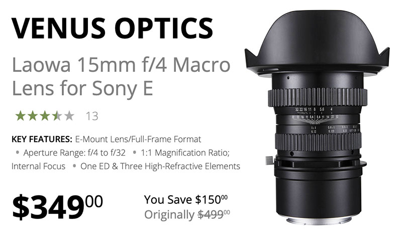 Today Only! Save $150 on Venus Optics Laowa 15mm F4 Macro