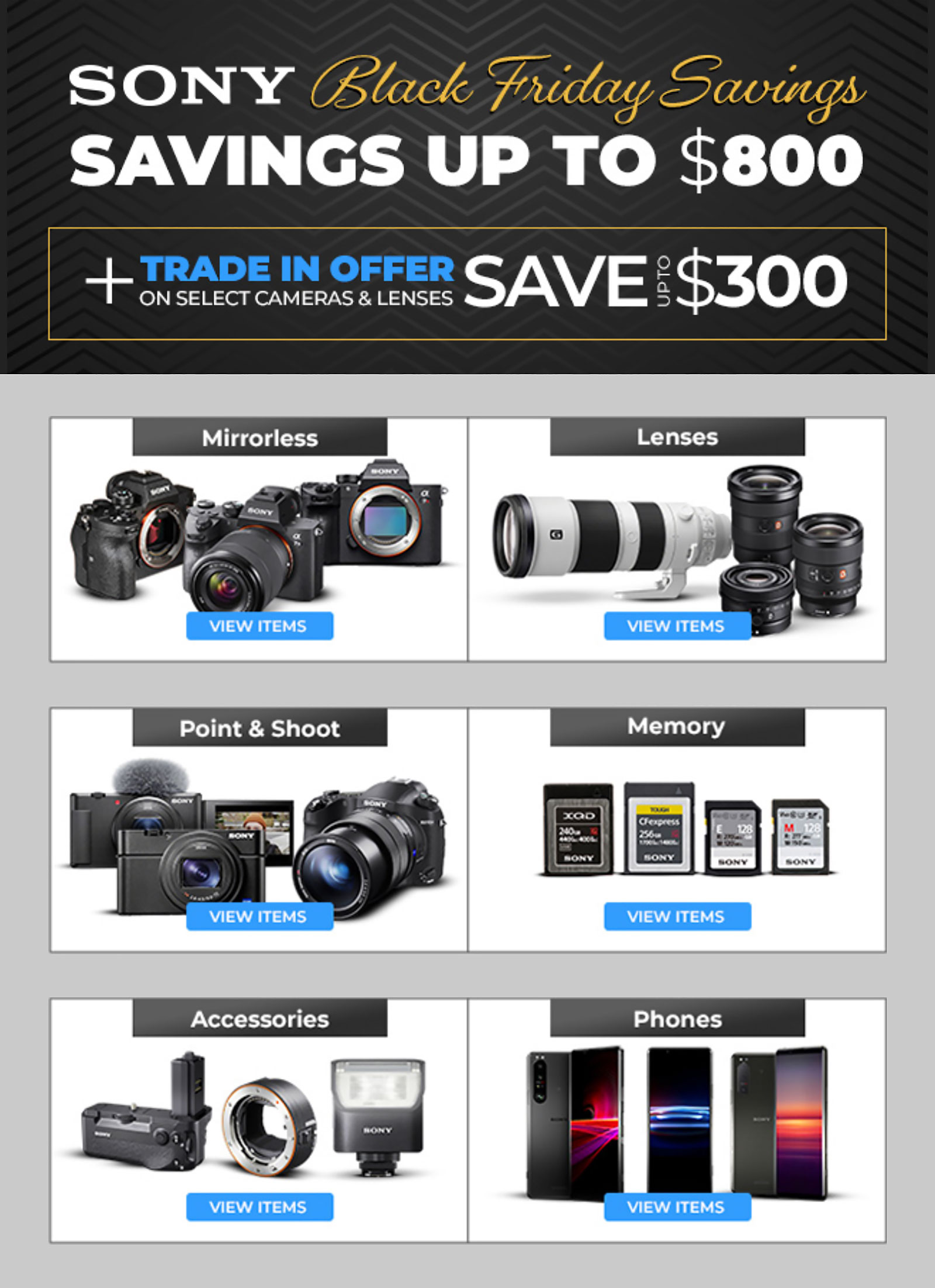 Sony Black Friday Savings on Cameras, Lenses & Accessories
