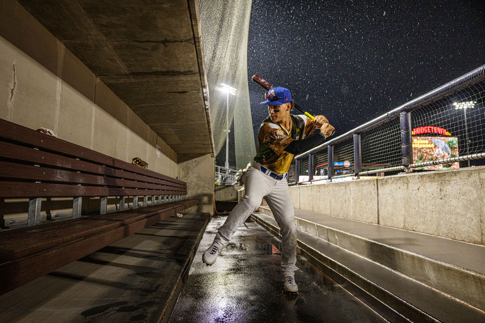 Alek Thomas of the Amarillo Sod Poodles in the dugout before the game against the San Antonio Mission at Hodgetown Stadium on July 31, 2021 in Amarillo, Texas. The was postponed do to rain