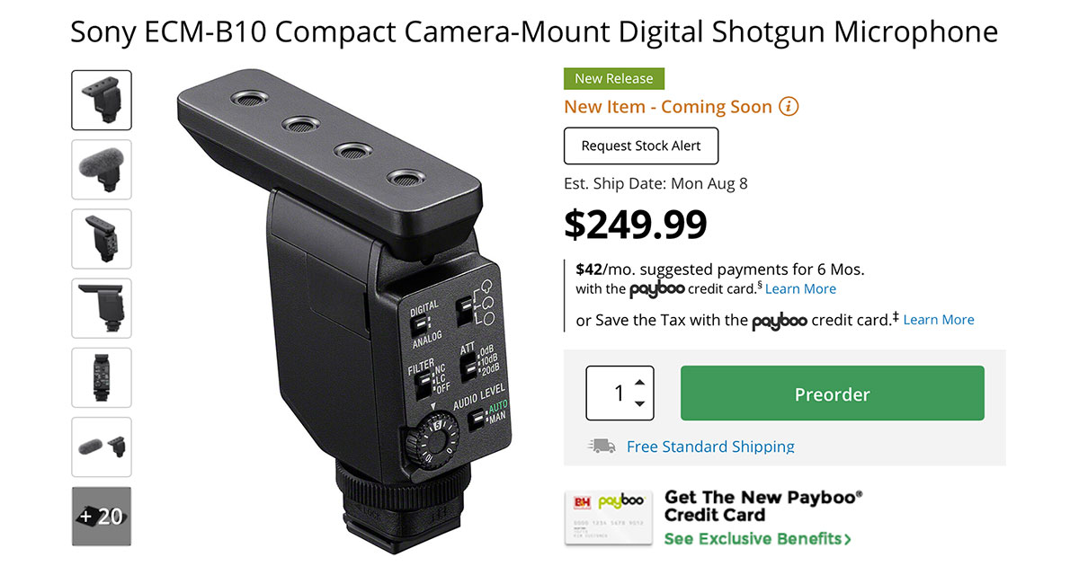 Sony ECM-B10 Compact Camera-Mount Digital Shotgun Microphone